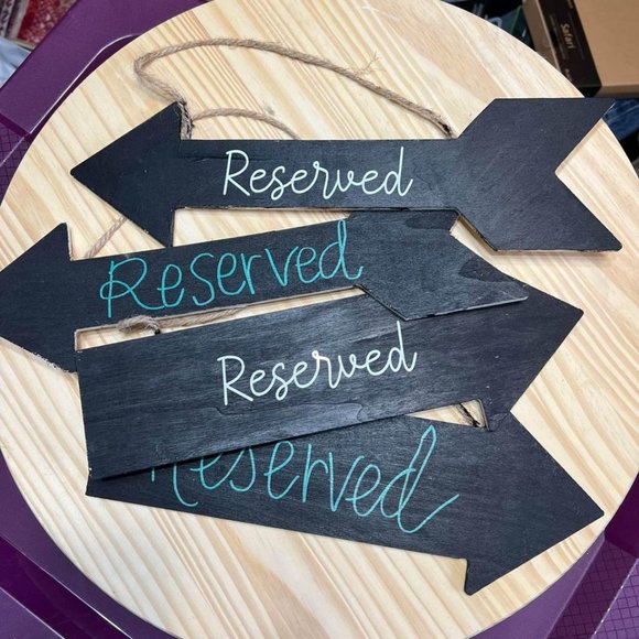 Chalkboard wedding Reserved hanging arrow signs_ bundle of 4. - Picture 2 of 4
